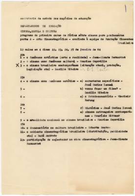 Programação do curso "Cinema, escola e cultura", s.d.